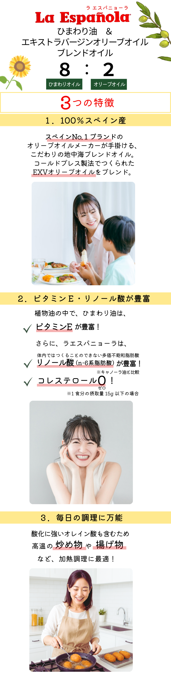 ひまわり油＆オリーブオイルのポイント